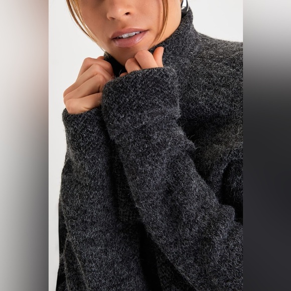 Lulus Cuddle Club Black Marled Long Sleeve Coatigan Open Front Size M - Picture 4 of 12